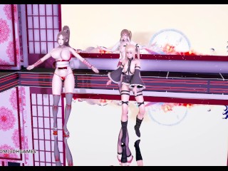 [MMD] Waiting for a Chance to Pounce 虎視眈々Hot Striptease Marie Rose Mai Shiranui Misaki DOA