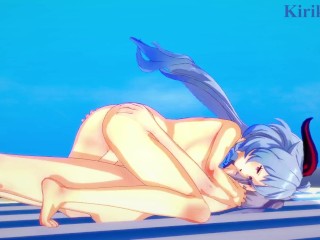 Ganyu and Keqing have intense futanari sex on the beach. - Genshin Impact Hentai