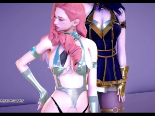 [MMD] PRODUCE48 - RUMOR Striptease Korean Dance Seraphine Gwen Caitlyn League of Legends