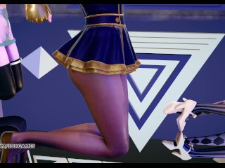 [MMD] PRODUCE48 - RUMOR Striptease Korean Dance Seraphine Gwen Caitlyn League of Legends