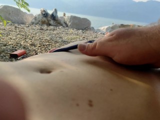 Italian milf let me touch her pussy in public beach