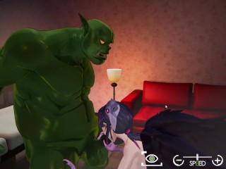 Orc Massage [v0.6.2b] [Torch Studio] Elf rides a huge orc cock and gets cum