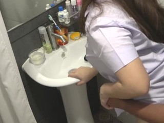 หุ่นอวบ นมใหญ่ กำลังดี โดนเย็ดในห้องน้ำ Asian big boobs sex in bathroom