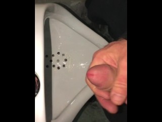 Public washroom Urinal Masturbation Cumming After Pissing