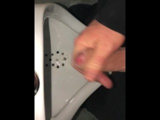 Public washroom Urinal Masturbation Cumming After Pissing