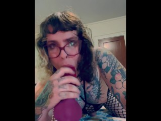 Emo Trans Girl CaptainPhassma Riding a LARGE Bad Dragon Rex!  BJ, Dirty Talk and Cumshot! TEASER!