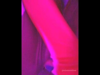 Teen girl playing and masturbs with pink huge dildo in 002 suit cosplayer anime pussy close up Led