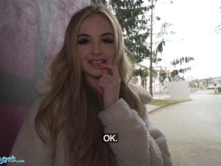 Public Agent Blonde Brit Babe POV Blowjob and Fucked Outside
