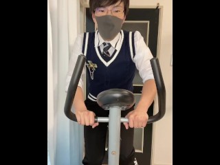 高校生のイケメン眼鏡男子が汗だくで自転車をこぐ動画♡　フェチ　コスプレ　メガネ　個人撮影　ノンケ　視聴者リクエスト