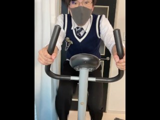 高校生のイケメン眼鏡男子が汗だくで自転車をこぐ動画♡　フェチ　コスプレ　メガネ　個人撮影　ノンケ　視聴者リクエスト