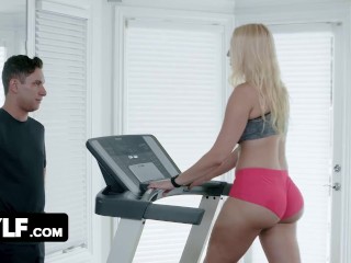 MYLF - Big Ass Blonde Married Woman Seduces Her Hunk Personal Trainer During Workout