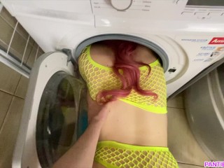 My stepmom got stuck in the washing machine and I decided to fuck her. She didn't mind!