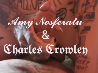 Goth tattooed ts Amy Nosferatu get fucked by chubby boyfriend(full vid on onlyfans)