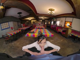 VR BANGERS Rough Threesome Sex In Restaurant With Vina Sky And Kimmy Kimm VR Porn