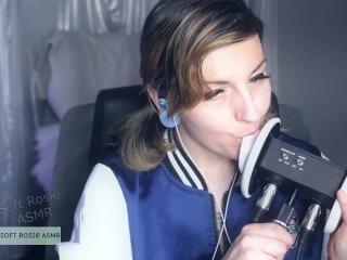SFW ASMR Amateur Ear Eating Wet Kisses - PASTEL ROSIE Twitch Model - Sexy Girlfriend Tongue Eargasm