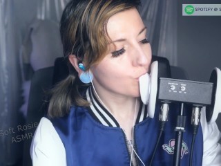 SFW ASMR Amateur Ear Eating Wet Kisses - PASTEL ROSIE Twitch Model - Sexy Girlfriend Tongue Eargasm