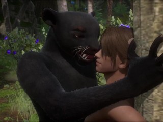 Realistic furry suit blowjob and fucking (black panther version)