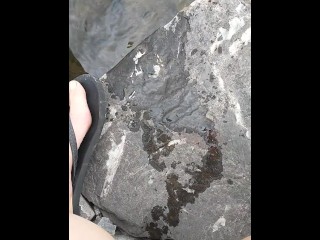 open water outdoor piss from top down