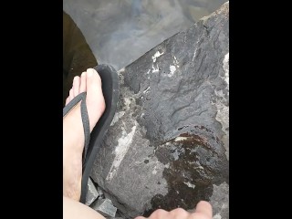 open water outdoor piss from top down