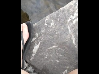 open water outdoor piss from top down