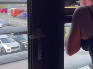 Public voyeur QOS tattoo used by interracial BBC in hotel window 