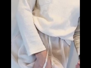 【女装】恥ずかしながら紺色パンツを見せる男の娘