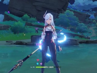 Shenhe - Genshin Impact ryona + ragdoll - English/ Korean 료나 / Chinese 良娜 /Japanese リョナ