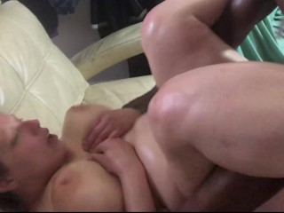 chubby white girl gets slayed on her grandmother's couch