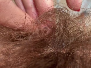 Big clit Hairy pussy Extreme closeup pov