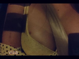 Teen big tits masturbate in public until she cum