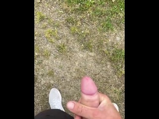 Wanking my BWC in public , massive slow- mo cum shot from my big dick 