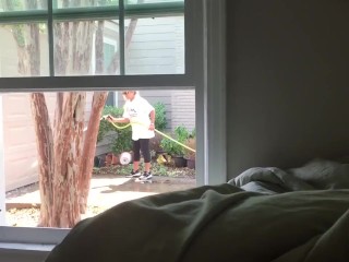 Jerking off in front of window while neighbor is outside pt 3