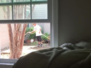 Jerking off in front of window while neighbor is outside pt 3