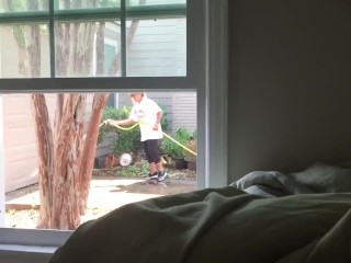 Jerking off in front of window while neighbor is outside pt 3