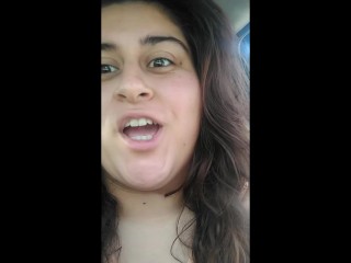 Chubby Latina Plays with her Nipples in a Public Parking Lot