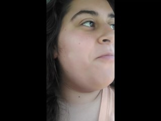 Chubby Latina Plays with her Nipples in a Public Parking Lot