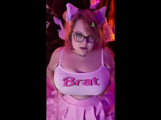 BBW Cat Girl Shows off her G sized Boobs