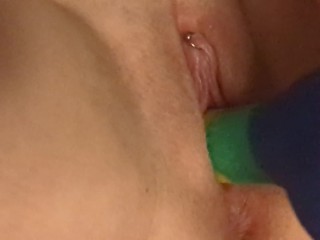 Huge rainbow cock makes my pussy so sloppy wet!!