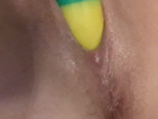 Huge rainbow cock makes my pussy so sloppy wet!!