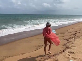 Walking and Sunbathing naked on the beach