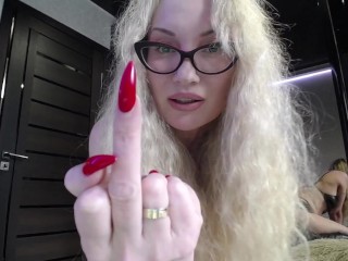 Losergasm. Middle finger humiliation for losers