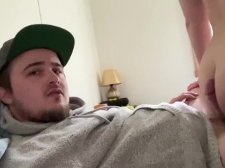 Assjob makes him cum in his own mouth! 