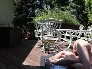 Selfsucking on my deck, where the cum flows like wine