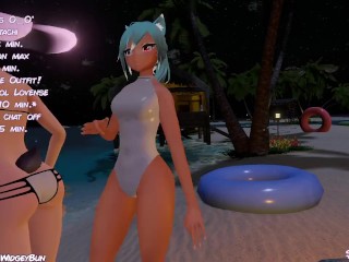 Trans Bikini Goth Bun Get's Teased With Her Toy While Streaming In VR