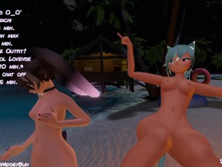 Trans Bikini Goth Bun Get's Teased With Her Toy While Streaming In VR