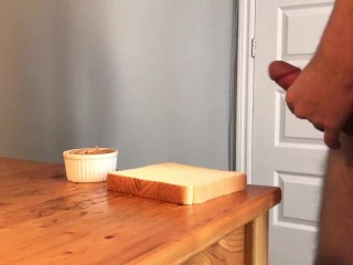 Guy Cum On a Peanut Butter Sandwitch For His Girlfriend - Cum Fetish