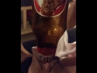kinky hardcore fucking cunt with a bottle and put the cold beer inside a girl's sexy pussy rub clit