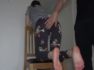 Hard red butt discipline spanking on the chair