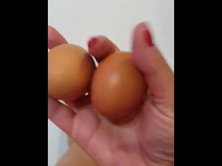 I'll crush your balls like these chicken eggs