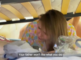 Vaginal gift of fate STEPMOM stuck under the bed.